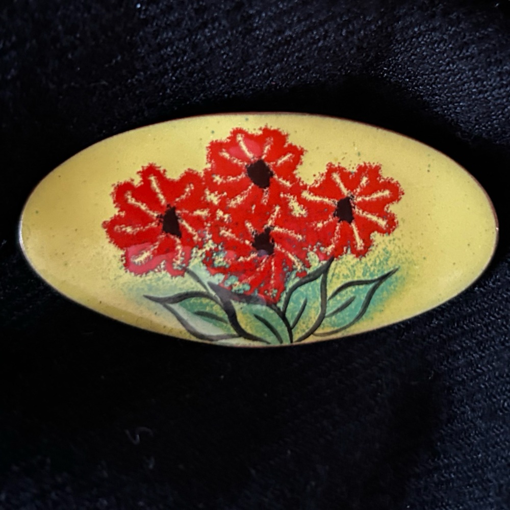 Vintage 1970s handmade enamel brooch